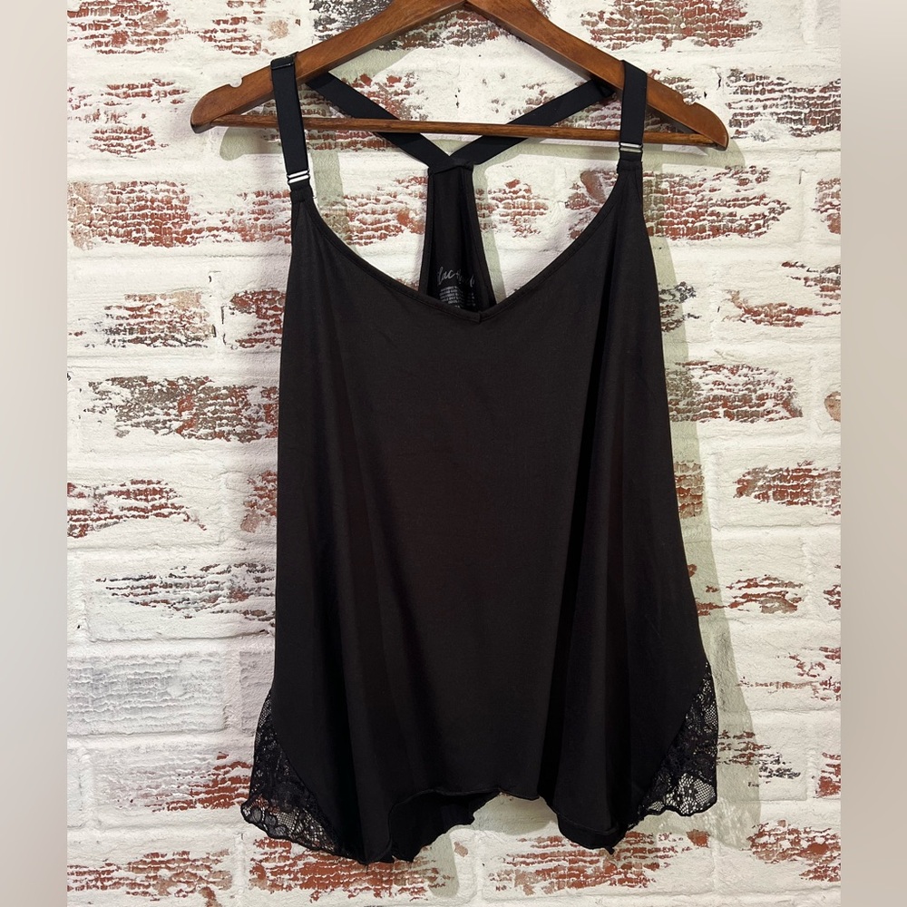 Lilac & London Cami Tank Racerback Sleepwear Top Black Lace Sz XL